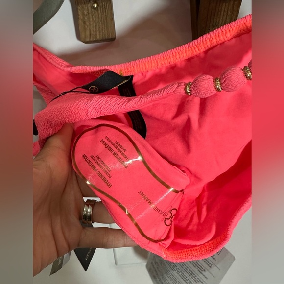 NWT Vix Firenze Beads Bikini Bottom Full Coverage 24k Gold Plated Neon Large - Picture 7 of 10